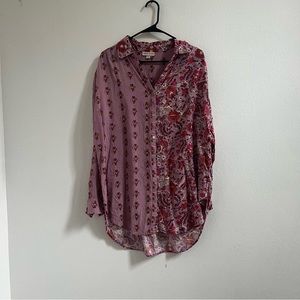 KNOX ROSE Colorful Purple Button Down Tunic